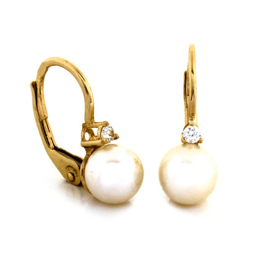 złote kolczyki 585 eleganckie z perłami 2,23 g Lovrin LOVRIN
