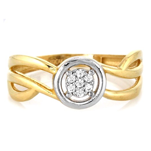 złoty pierścionek z kółeczkiem 585 białe złoto Lovrin LOVRIN