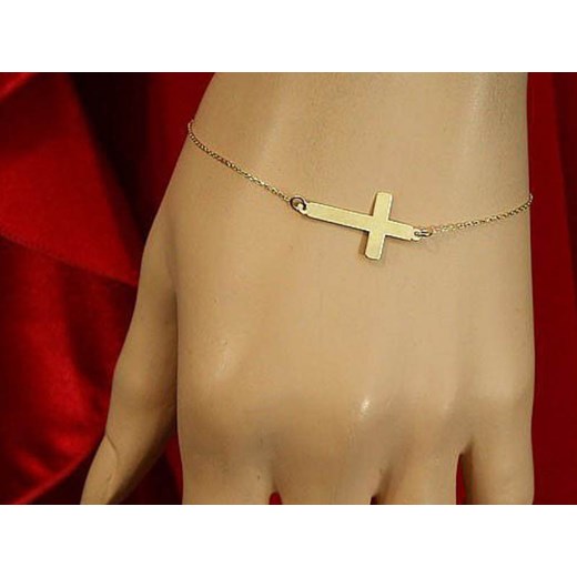 złota bransoletka 585 celebrytka krzyż krzyżyk na prezent Lovrin LOVRIN