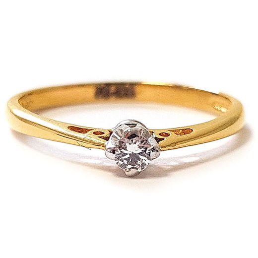 złoty pierścionek na zaręczyny 585 białe złoto diament Lovrin LOVRIN