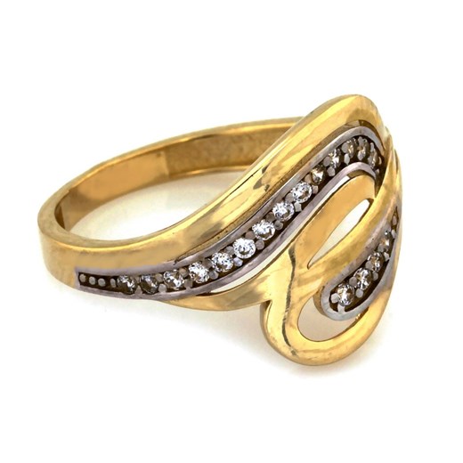 złoty pierścionek 585 efektowny przeplatany wzór 2,28g Lovrin LOVRIN