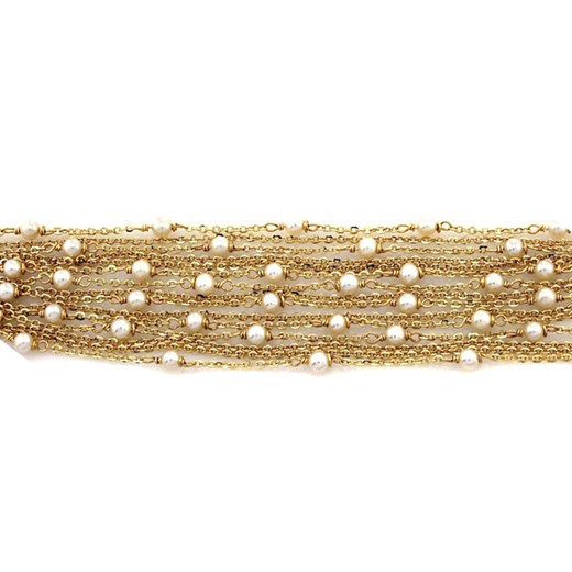 złota bransoletka 585 łańcuszkowa z perłami elit 10.8g Lovrin LOVRIN