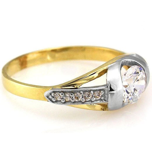 złoty damski pierścionek 585 zdobiony cyrkoniami Lovrin LOVRIN