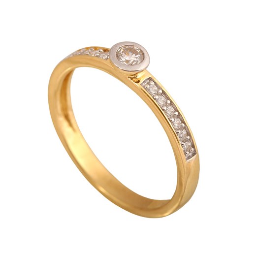 złoty pierścionek 585 z białym złotem i cyrkoniami r12 Lovrin LOVRIN