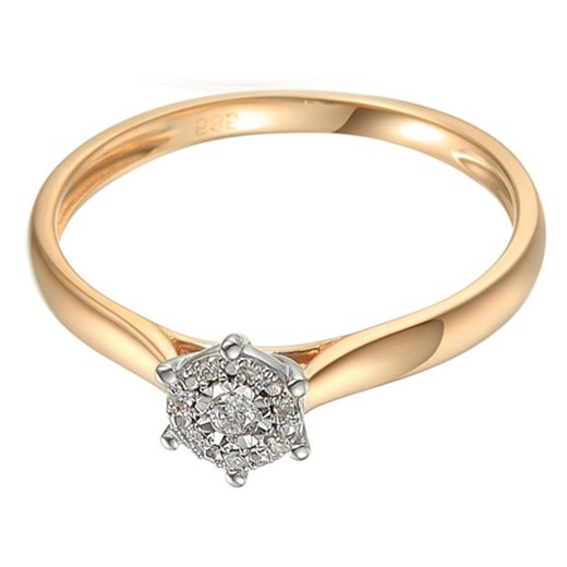 złoty pierścionek 585 z diamentami brylant Lovrin LOVRIN
