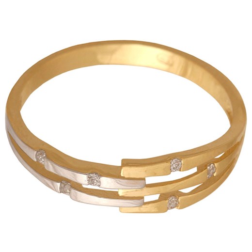 złoty pierścionek 585 połączone oczka białe złoto 16r Lovrin okazyjna cena LOVRIN