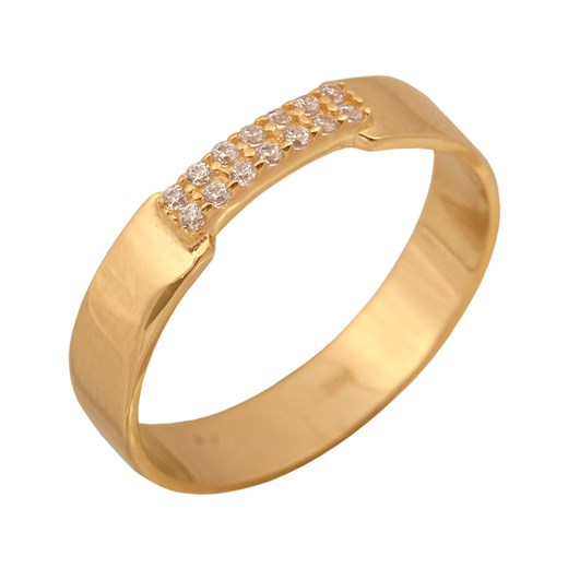 złoty pierścionek 585 szeroka obrączka cyrkonie r 16 Lovrin LOVRIN
