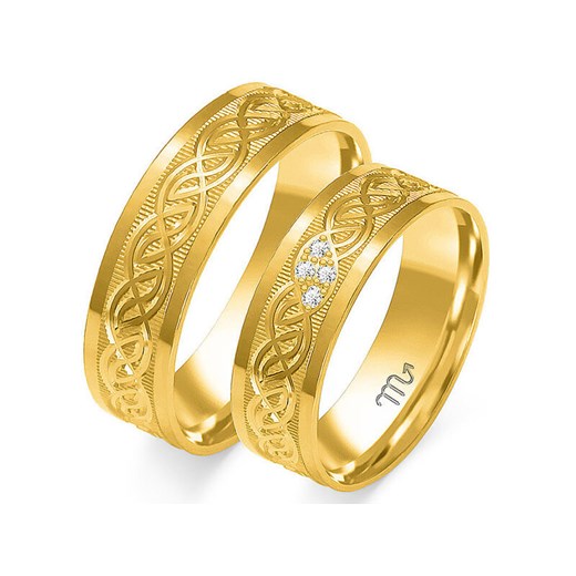 nowoczesna obrączka ślubna złota 585 z diamentami Lovrin LOVRIN