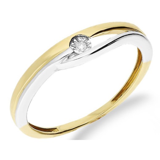 złoty pierścionek 585 białe złoto diament Lovrin LOVRIN