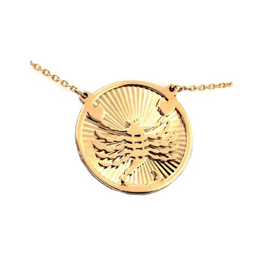złoty naszyjnik 585 dwustronny znak zodiaku skorpion Lovrin LOVRIN