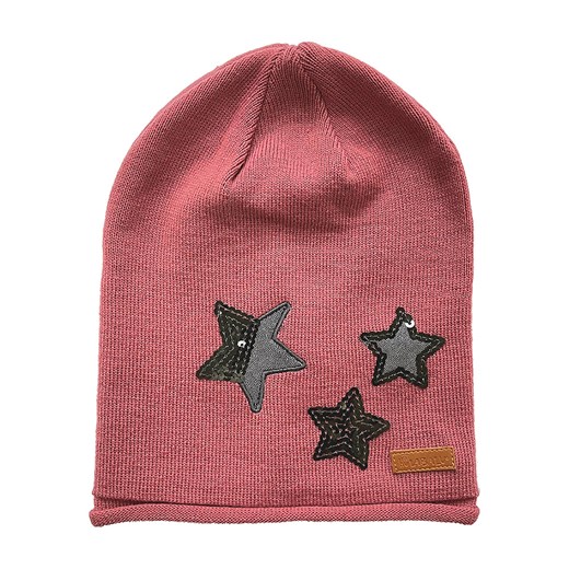 HULABALU Czapka beanie &quot;Glitter Stars&quot; w kolorze koralowym ze sklepu Limango Polska w kategorii Czapki dziecięce - zdjęcie 164684145