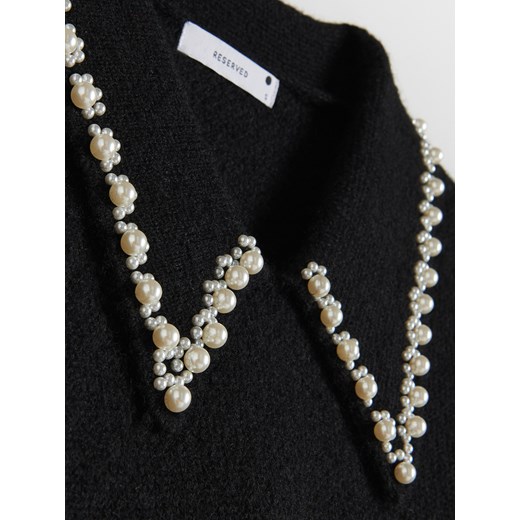 Reserved - Sweter z ozdobnym kołnierzem - czarny Reserved M Reserved