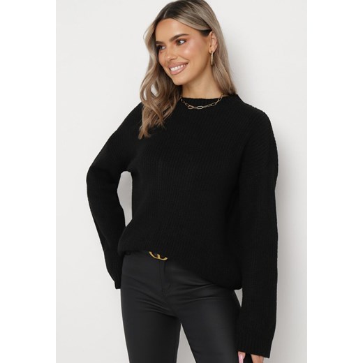 Czarny Sweter Dzianinowy Kuzze ze sklepu Born2be Odzież w kategorii Swetry damskie - zdjęcie 164687276