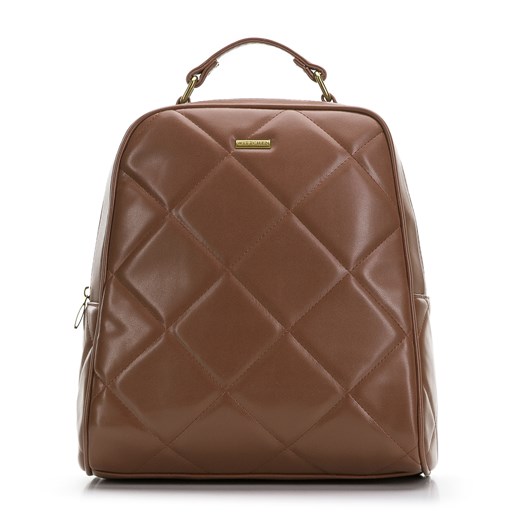Damski plecak z geometrycznie pikowanym przodem brązowy ze sklepu WITTCHEN w kategorii Plecaki - zdjęcie 164690888