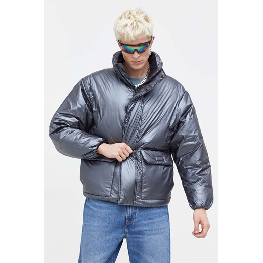 Tommy Jeans kurtka męska kolor szary zimowa oversize ze sklepu ANSWEAR.com w kategorii Kurtki męskie - zdjęcie 164692086