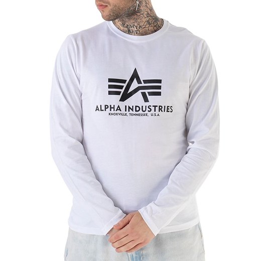 Koszulka Alpha Industries Longsleeve Basic 10051009 - biała ze sklepu streetstyle24.pl w kategorii T-shirty męskie - zdjęcie 164695046