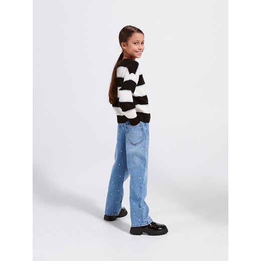 Reserved - Jeansy straight z aplikacją - niebieski Reserved 164 (13 lat) Reserved