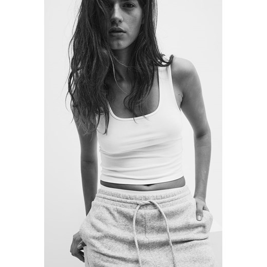 H & M - Krótki top bez rękawów - Biały H & M XS H&M
