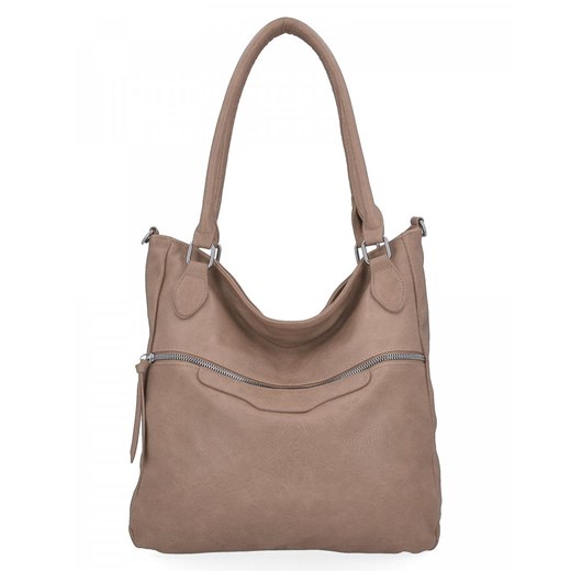 Uniwersalna Torebka Damska Shopper Bag XL firmy Herisson 1402M358 Ciemno Beżowa ze sklepu PaniTorbalska w kategorii Torby Shopper bag - zdjęcie 164721368