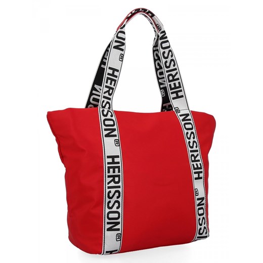 Modna Torebka Damska Shopper Bag firmy Herisson 1502H431 Czerwona ze sklepu PaniTorbalska w kategorii Torby Shopper bag - zdjęcie 164723497