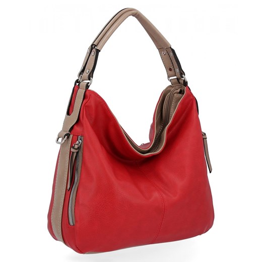 Uniwersalna Torebka Damska XL Hernan HB038 Czerwona/Ciemny Beż ze sklepu PaniTorbalska w kategorii Torby Shopper bag - zdjęcie 164724495