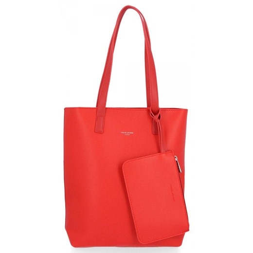 Klasyczna Torebka Damska z etui firmy David Jones Czerwona ze sklepu PaniTorbalska w kategorii Torby Shopper bag - zdjęcie 164727296