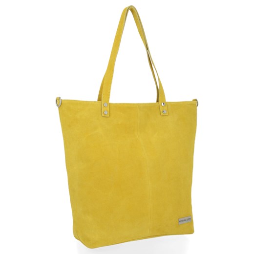 Uniwersalna Torebka Skórzana Shopper Bag firmy Vittoria Gotti Żółta Vittoria Gotti One Size PaniTorbalska