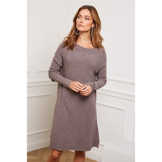 So Cachemire Sukienka dzianinowa &quot;Groland&quot; w kolorze szarobrązowym So Cachemire S wyprzedaż Limango Polska