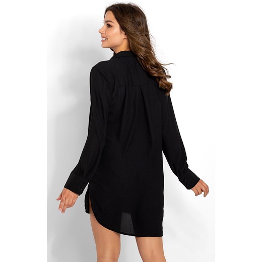 Elegancka czarna koszula nocna oversize Bella, Kolor czarny, Rozmiar S/M, Momenti per me ze sklepu Intymna w kategorii Koszule nocne - zdjęcie 164737566