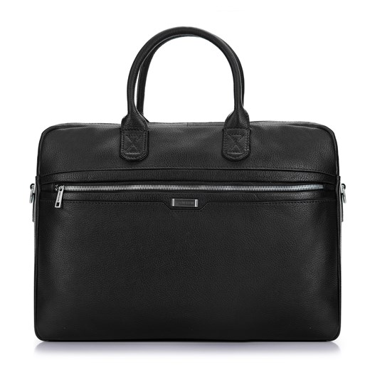 Męska torba na laptopa 13”/14” skórzana dwukomorowa czarna ze sklepu WITTCHEN w kategorii Torby na laptopa - zdjęcie 164740177