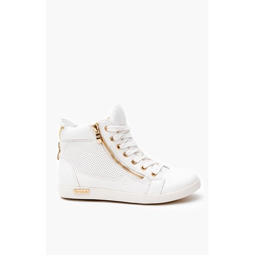 Sneakersy Trampki Złoty Suwak Y383 Biały renee-pl bezowy damskie