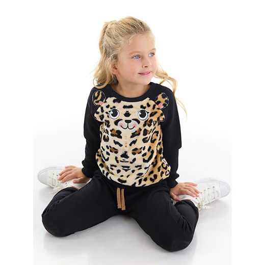 Denokids 2-częściowy zestaw &quot;Plush Leopard&quot; w kolorze czarno-beżowym ze sklepu Limango Polska w kategorii Dresy dziewczęce - zdjęcie 164791919