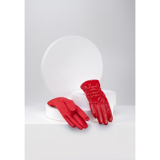 Czerwone rękawiczki z pikowaniem ze sklepu Molton w kategorii Rękawiczki damskie - zdjęcie 164794056
