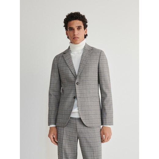 Reserved - Marynarka slim fit w kratę - ciemnoszary Reserved 48 Reserved