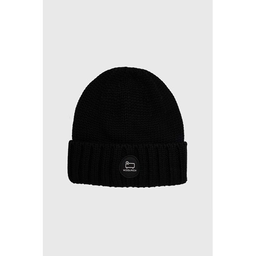 Woolrich czapka wełniana kolor czarny z grubej dzianiny wełniana ze sklepu PRM w kategorii Czapki zimowe damskie - zdjęcie 164797776