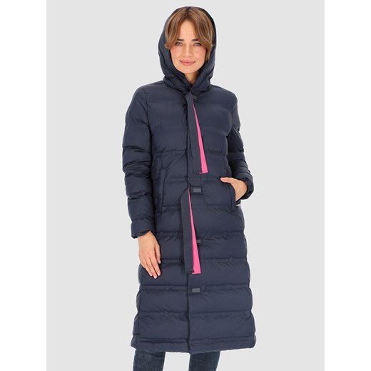 Granatowy ocieplany płaszcz damski Perso ze sklepu Eye For Fashion w kategorii Płaszcze damskie - zdjęcie 164800787