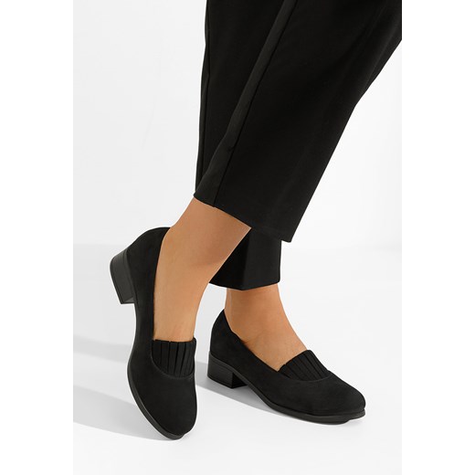 Czarne czółenka na słupku skórzane Lofty V2 ze sklepu Zapatos w kategorii Czółenka - zdjęcie 164802085