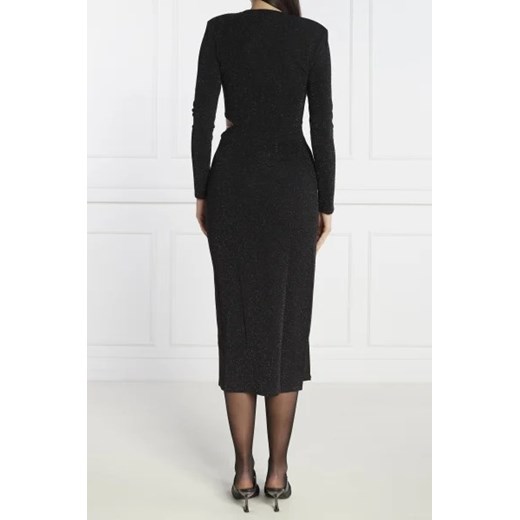 Sukienka Karl Lagerfeld z długimi rękawami z okrągłym dekoltem czarna dopasowana 