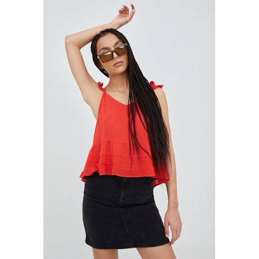 Superdry bluzka kolor czerwony ze sklepu ANSWEAR.com w kategorii Bluzki damskie - zdjęcie 164809508