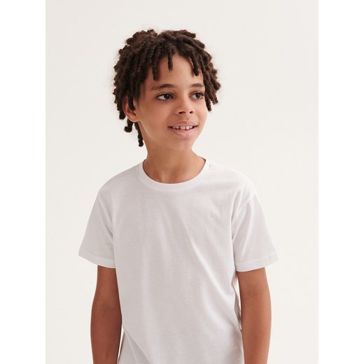 Reserved - Bawełniany t-shirt basic - biały ze sklepu Reserved w kategorii T-shirty chłopięce - zdjęcie 164811988