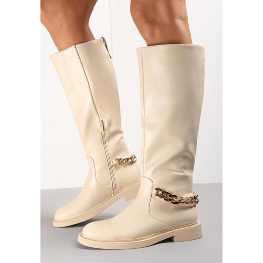 Beżowe Kozaki Demiopis Renee 39 okazyjna cena renee.pl