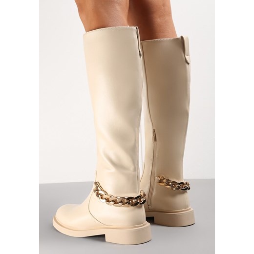 Beżowe Kozaki Demiopis Renee 38 okazja renee.pl