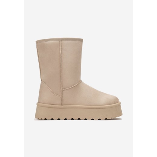 Jasnobeżowe Wysokie Śniegowce na Grubej Podeszwie Hanva Renee 41 okazyjna cena renee.pl