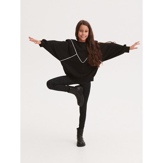 Reserved - Bawełniane legginsy w cętki - czarny ze sklepu Reserved w kategorii Spodnie dziewczęce - zdjęcie 164873799
