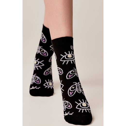 Czarne bawełniane skarpetki damskie Classic, Kolor czarny-wzór, Rozmiar 36-37, Conte ze sklepu Intymna w kategorii Skarpetki damskie - zdjęcie 164874977