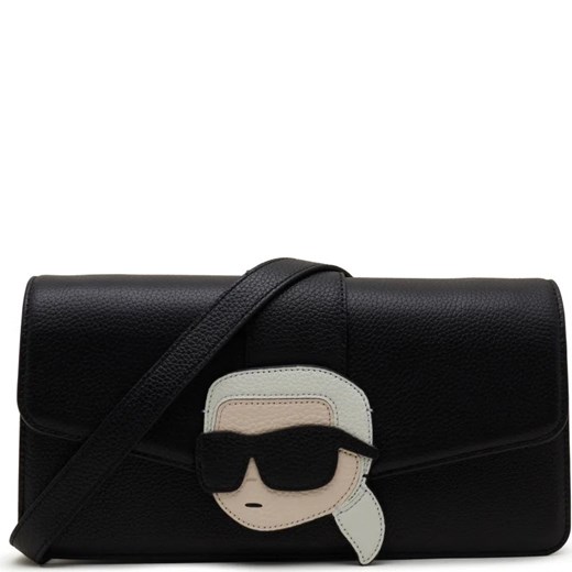 Listonoszka Karl Lagerfeld skórzana czarna średnia na ramię 