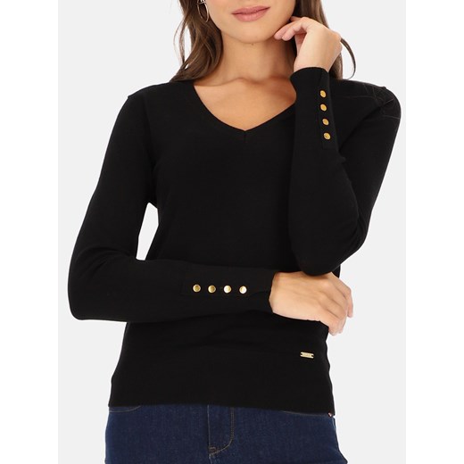 Czarny dzianinowy sweterek L’AF Perli ze sklepu Eye For Fashion w kategorii Swetry damskie - zdjęcie 164875949