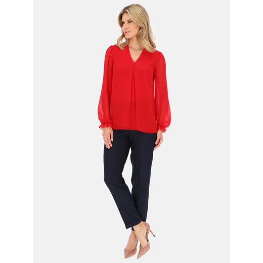 Bluzka damska Potis & Verso z dekoltem v z długim rękawem z tkaniny 