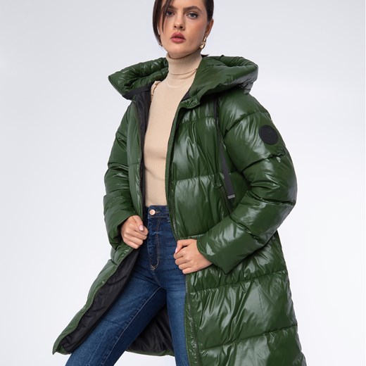 Damski płaszcz pikowany oversizowy zielony ze sklepu WITTCHEN w kategorii Płaszcze damskie - zdjęcie 164876718