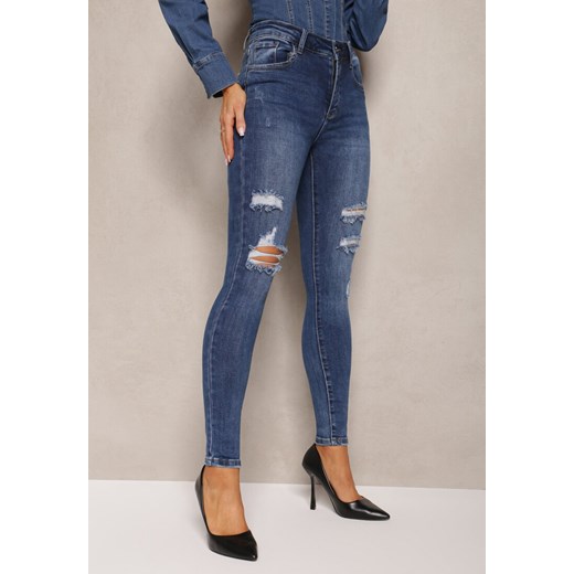 Niebieskie Jeansy Skinny z Dziurami i Przetarciami Gemeti ze sklepu Renee odzież w kategorii Jeansy damskie - zdjęcie 164877146